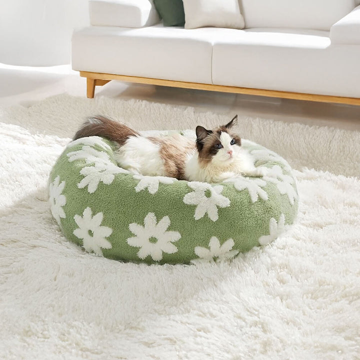 Orthopedic Dog Bed with Floral Checkerboard Design - Cozy Support Foam Pet Bed for Extra Comfort and Joint Relief-6