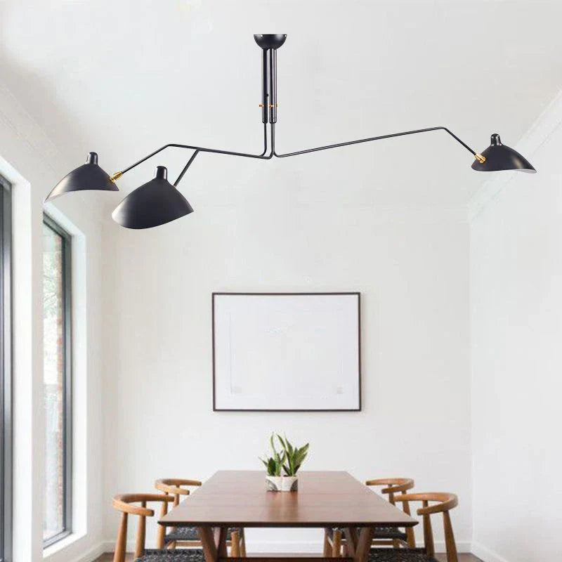 Variant image for Modern Black Chandelier Light with Rotating Shades - Mid-Century Style Pendant for Dining Room and Living Spaces-1