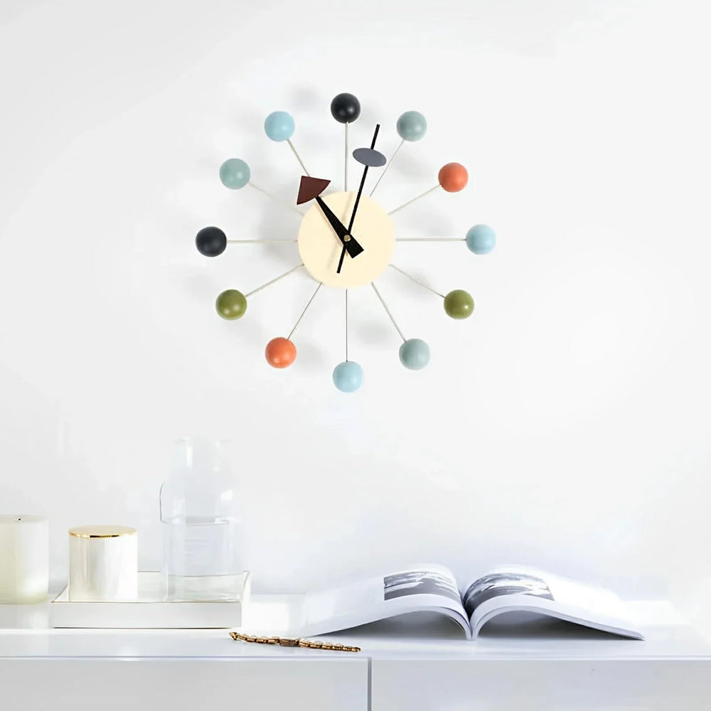Modern Sunburst Wall Clock - 32 cm Round Design with Silent Quartz Movement for Timeless Home Décor-2