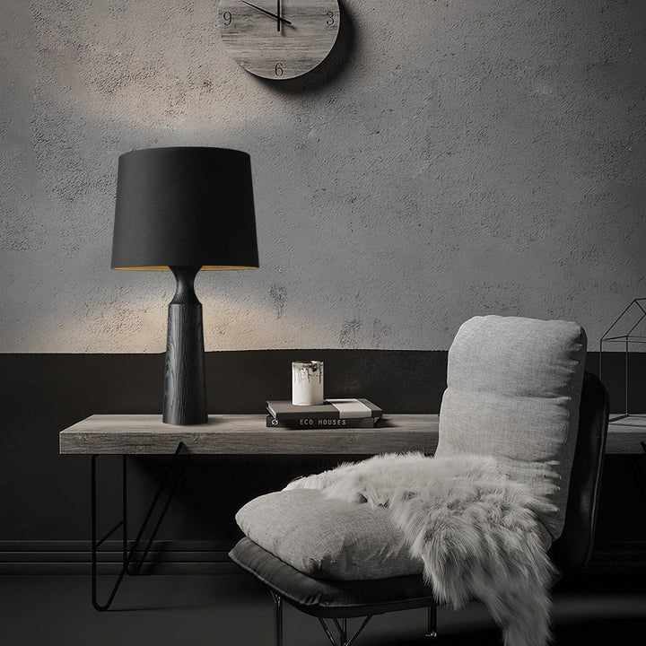 Handcrafted Ash Wood Table Lamp with Linen Shade - Elegant Bedside or Desk Lamp for Living Room and Bedroom 2