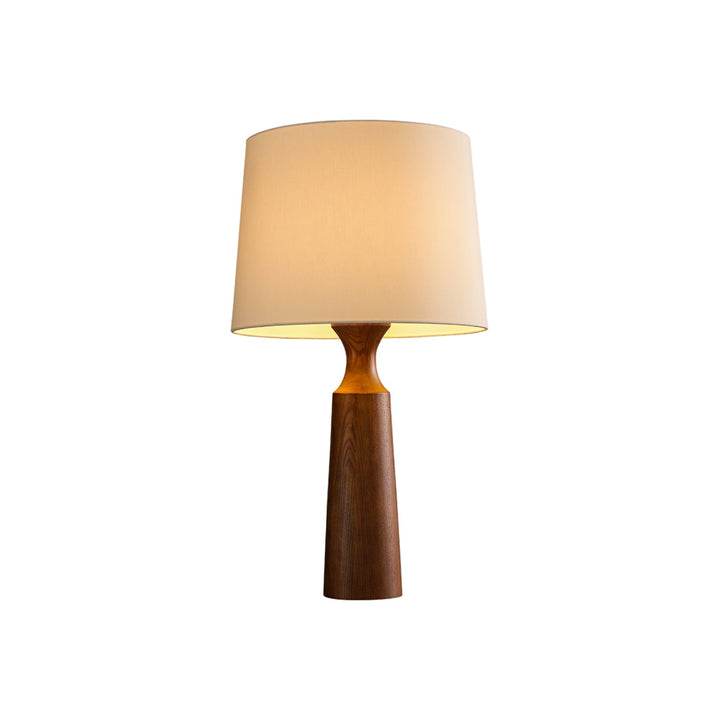 Handcrafted Ash Wood Table Lamp with Linen Shade - Elegant Bedside or Desk Lamp for Living Room and Bedroom 9