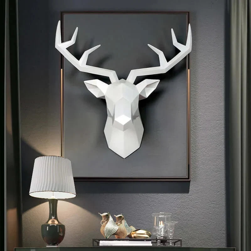 Contemporary Resin Deer Head Wall Art - Unique Modern Wall Decor in 4 Vibrant Colors, Easy to Install for Home or Office-2