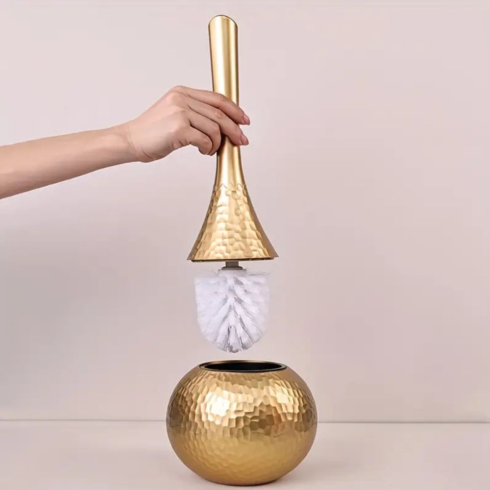 Elegant Imperial Shimmer Toilet Brush with Ergonomic Handle and Discreet Storage Base-2