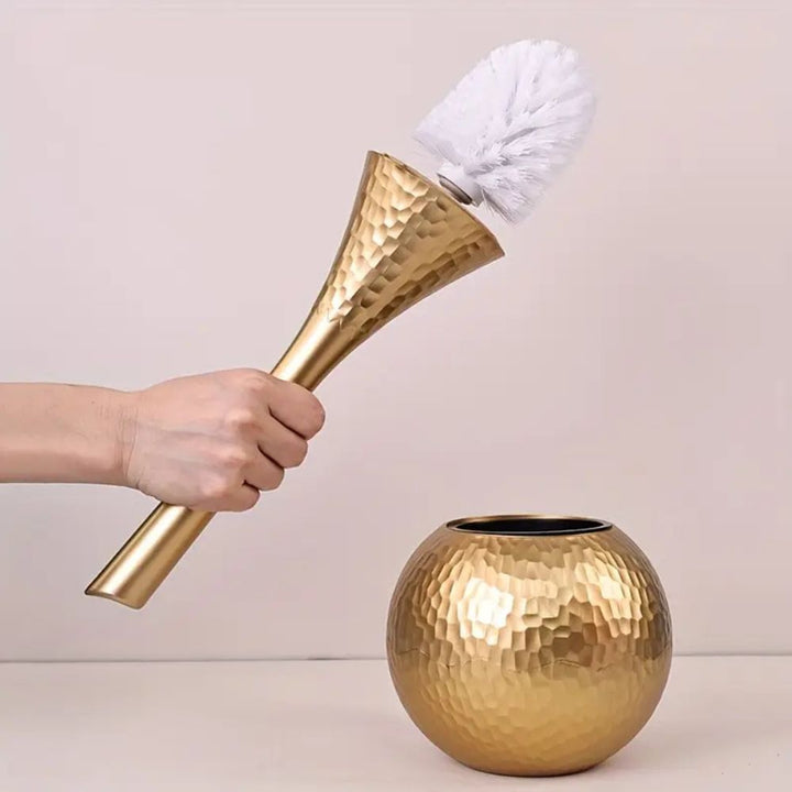 Elegant Imperial Shimmer Toilet Brush with Ergonomic Handle and Discreet Storage Base-4