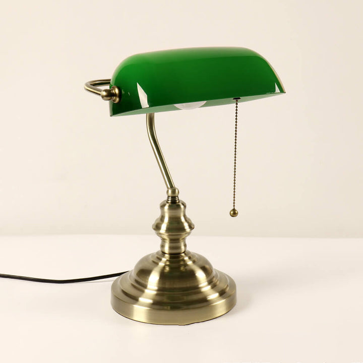 Industrial Glass Table Lamp with Retro Metal Base - Compact Bedside or Desk Lamp for Living Room Decor 0