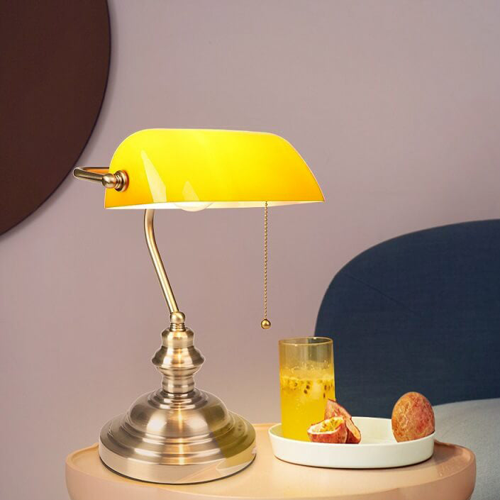 Industrial Glass Table Lamp with Retro Metal Base - Compact Bedside or Desk Lamp for Living Room Decor 1