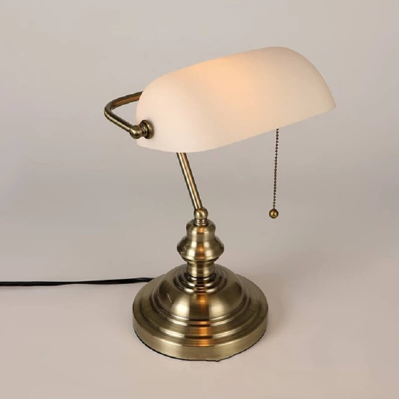 Industrial Glass Table Lamp with Retro Metal Base - Compact Bedside or Desk Lamp for Living Room Decor 3