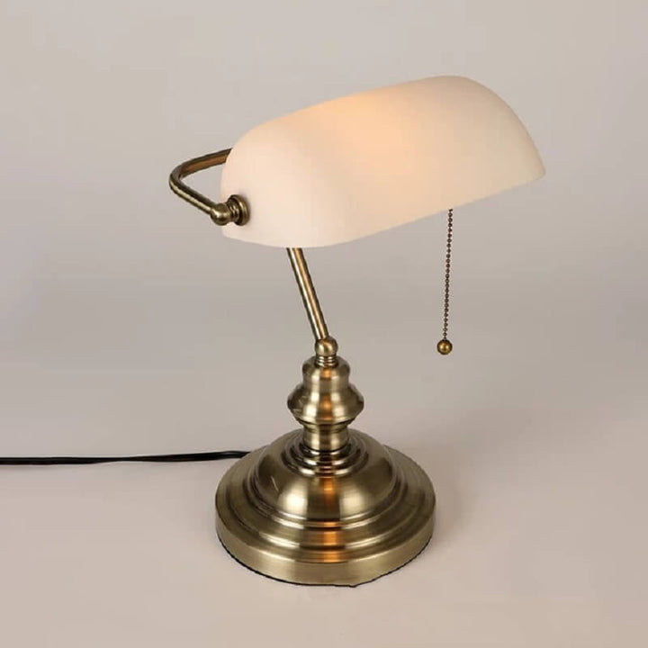 Industrial Glass Table Lamp with Retro Metal Base - Compact Bedside or Desk Lamp for Living Room Decor 3