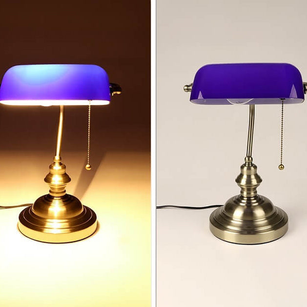 Industrial Glass Table Lamp with Retro Metal Base - Compact Bedside or Desk Lamp for Living Room Decor 4