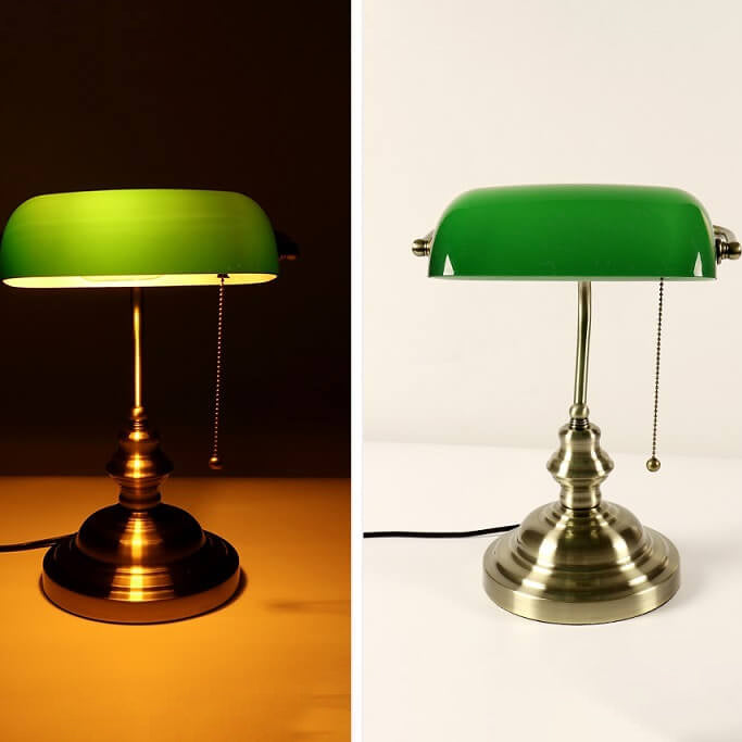Industrial Glass Table Lamp with Retro Metal Base - Compact Bedside or Desk Lamp for Living Room Decor 5