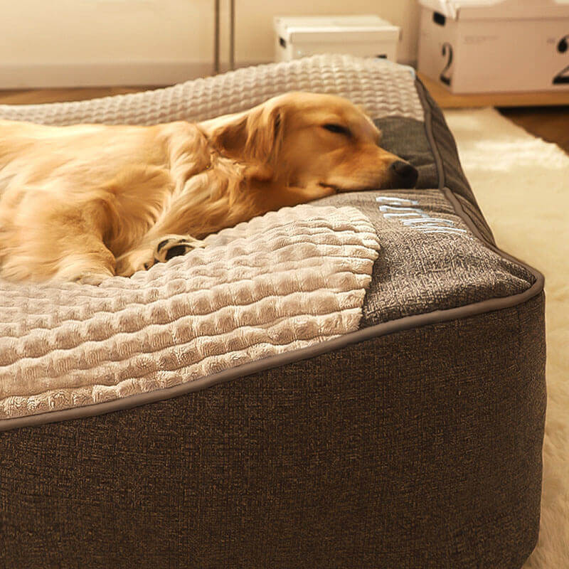 Luxury Orthopedic Dog Bed in Crystal Velvet - Large Size for Ultimate Comfort and Support, Elevated Headrest for Dogs-3