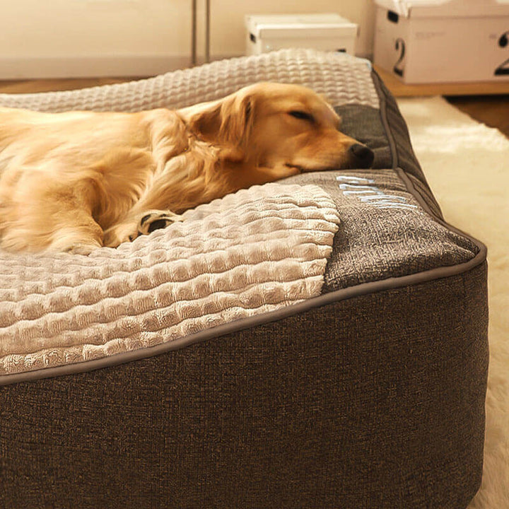 Luxury Orthopedic Dog Bed in Crystal Velvet - Large Size for Ultimate Comfort and Support, Elevated Headrest for Dogs-3