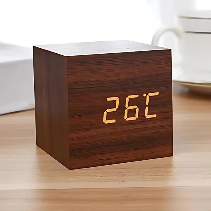 Modern LED Cube Alarm Clock with Temperature Display and Slumber Mode - Compact Design-1