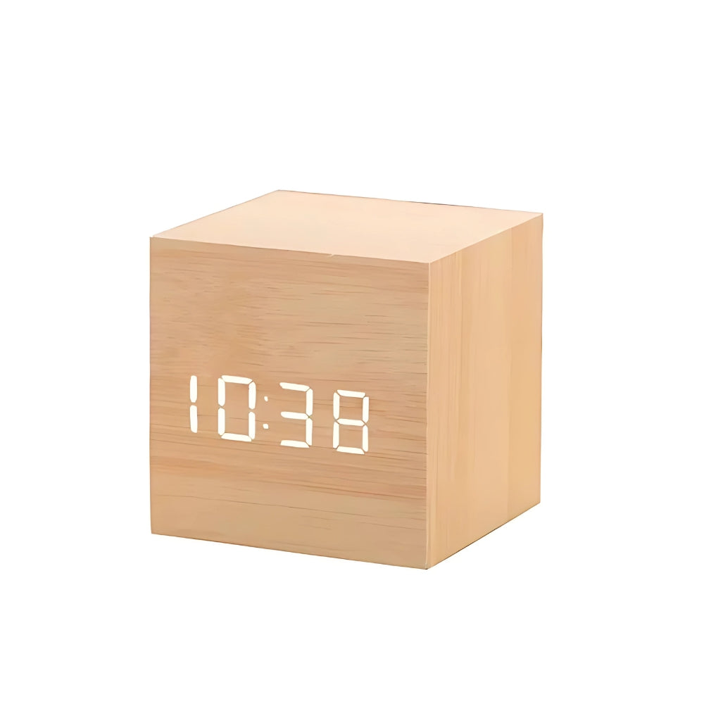 Modern LED Cube Alarm Clock with Temperature Display and Slumber Mode - Compact Design-4