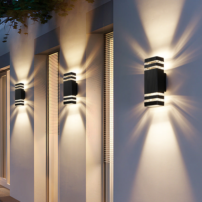Modern Outdoor Wall Light, 2-Way Aluminium Lantern for Garden & Patio, E27 Base, Weather-Resistant Exterior Lighting 2