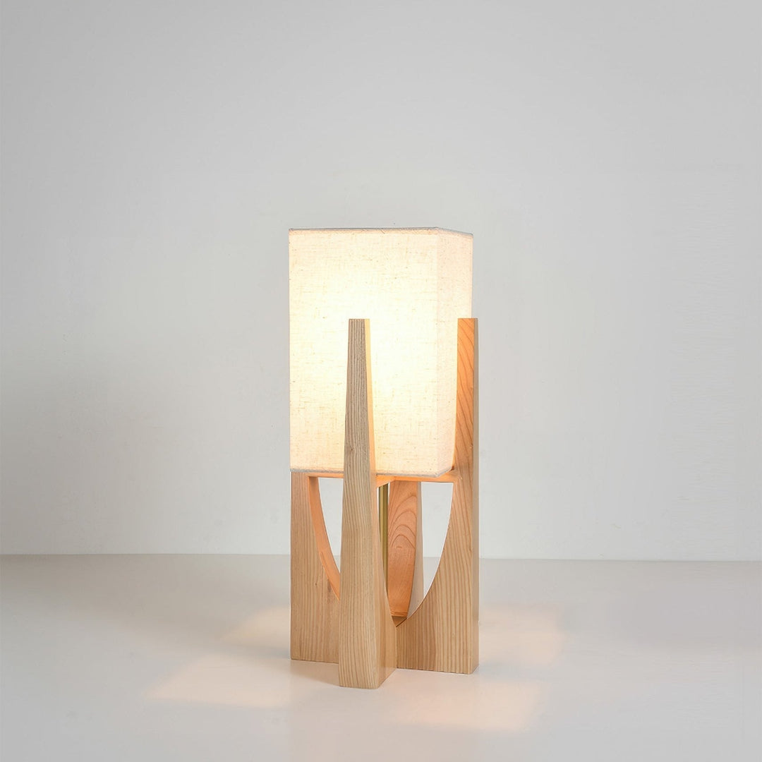 Modern Wabi Sabi Floor Lamp with Fabric Shade and Wooden Base - 52cm and 82cm Options for Living Room Ambiance 0
