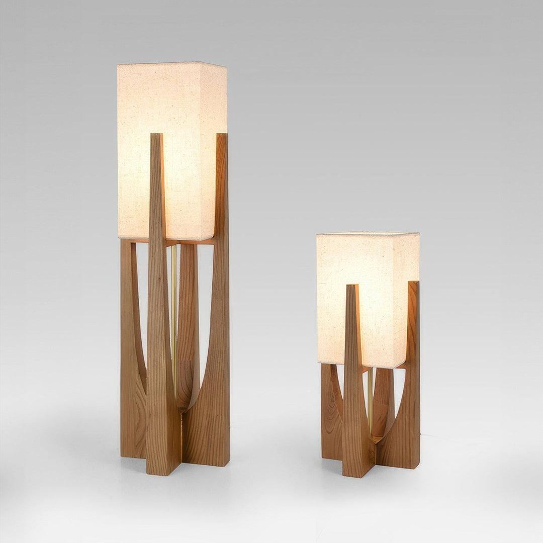 Modern Wabi Sabi Floor Lamp with Fabric Shade and Wooden Base - 52cm and 82cm Options for Living Room Ambiance 5