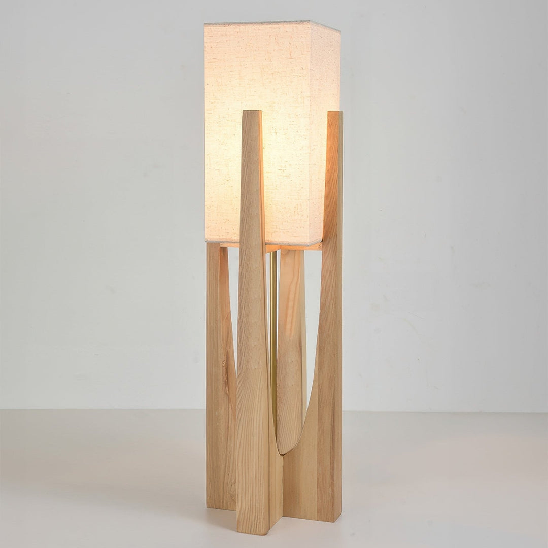 Modern Wabi Sabi Floor Lamp with Fabric Shade and Wooden Base - 52cm and 82cm Options for Living Room Ambiance 6