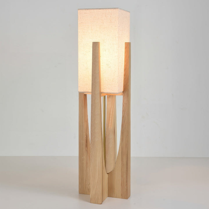 Modern Wabi Sabi Floor Lamp with Fabric Shade and Wooden Base - 52cm and 82cm Options for Living Room Ambiance 6