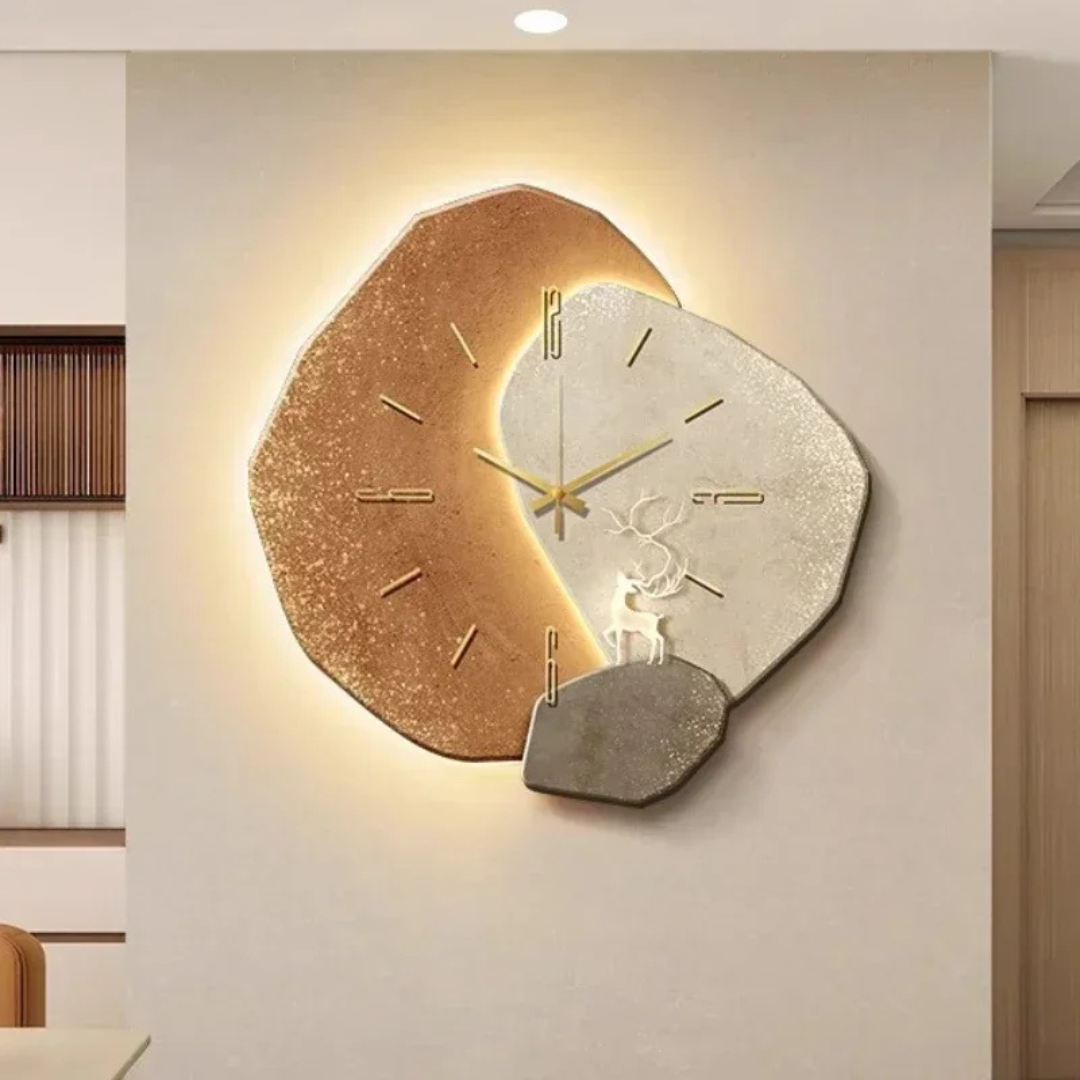 Modern Wall Clock Decor with Wooden Finish and Soft LED Glow - Scandinavian Minimalist Design 0
