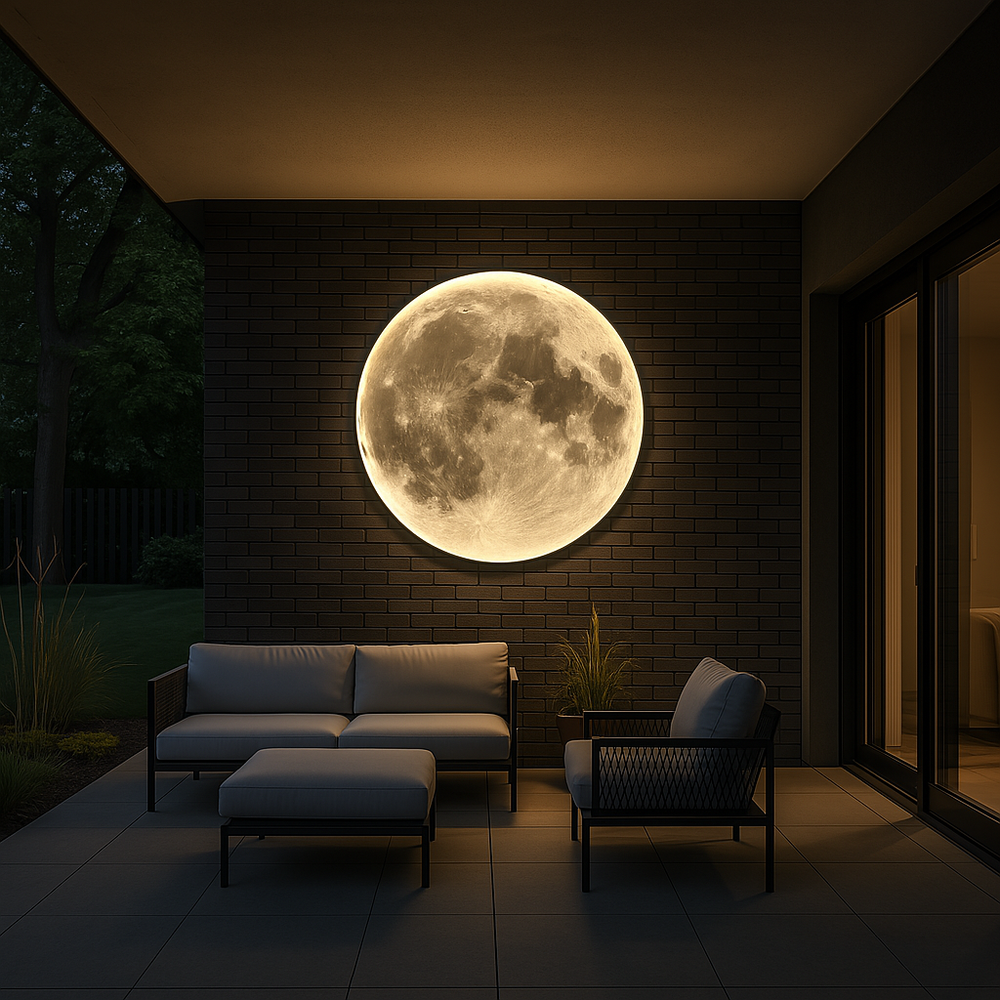 Moon Wall Lamp with Realistic Lunar Surface LED Light - Indoor and Outdoor Wall Sconce Lighting 1