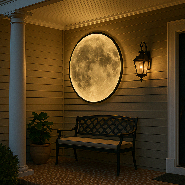 Moon Wall Lamp with Realistic Lunar Surface LED Light - Indoor and Outdoor Wall Sconce Lighting 3