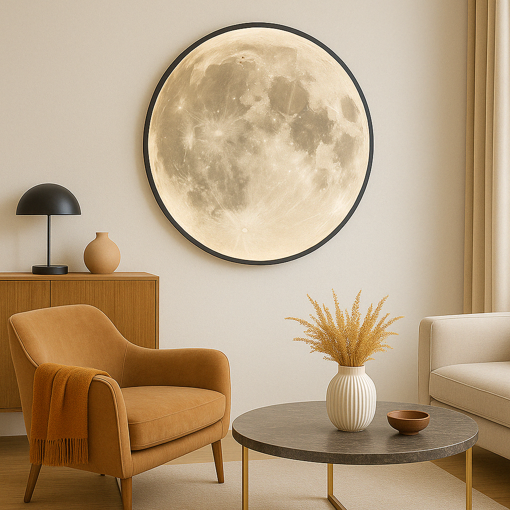 Moon Wall Lamp with Realistic Lunar Surface LED Light - Indoor and Outdoor Wall Sconce Lighting 4