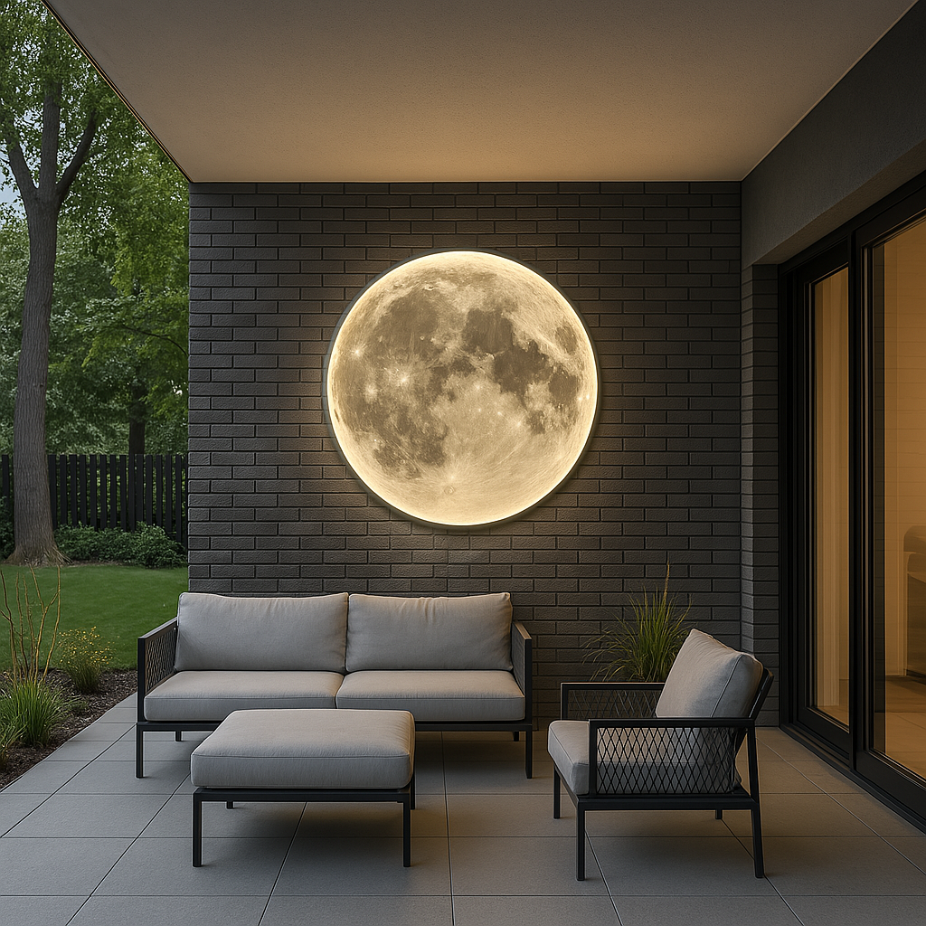 Moon Wall Lamp with Realistic Lunar Surface LED Light - Indoor and Outdoor Wall Sconce Lighting 5