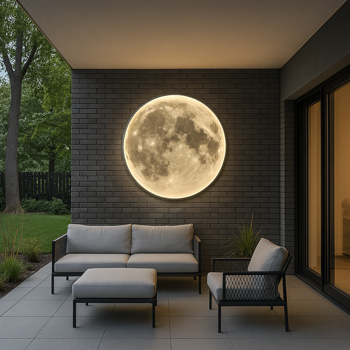 Moon Wall Lamp with Realistic Lunar Surface LED Light - Indoor and Outdoor Wall Sconce Lighting 5