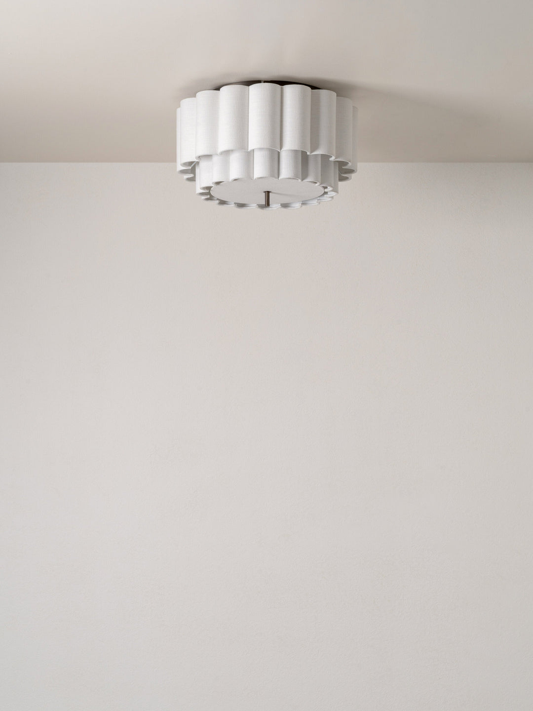 Natural Linen Flush Pendant Light with Scalloped Design - Elegant Bronze Ceiling Light Fixture for Kitchen Pendant Lighting 2