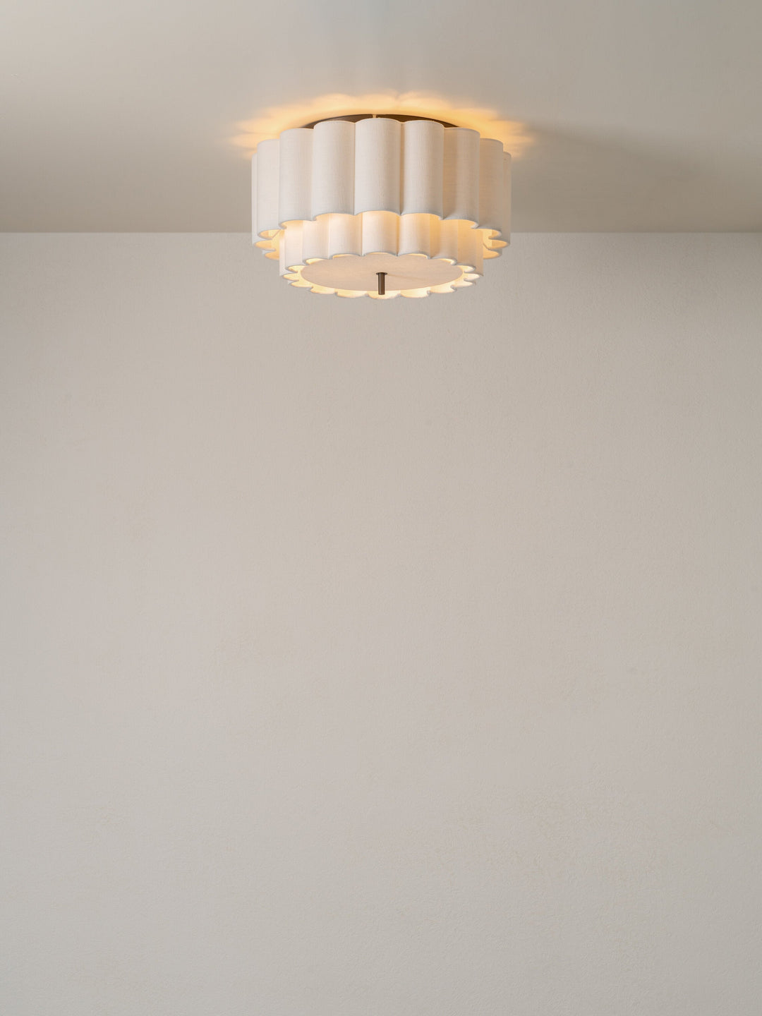 Natural Linen Flush Pendant Light with Scalloped Design - Elegant Bronze Ceiling Light Fixture for Kitchen Pendant Lighting 3