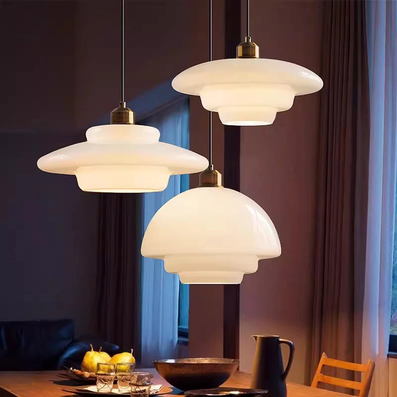 Variant image for Scandinavian Pendant Light with Milk Glass Shade - Elegant Hanging Light for Kitchen and Dining Room Illumination-4