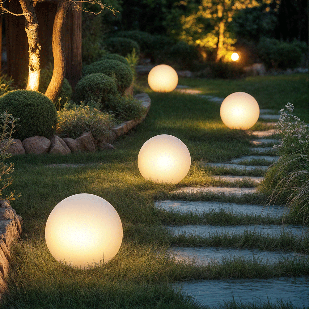 Modern Spherical Solar Garden Lamp - IP67 Waterproof RGB Outdoor Lights with Remote Control, 50 cm Diameter-3