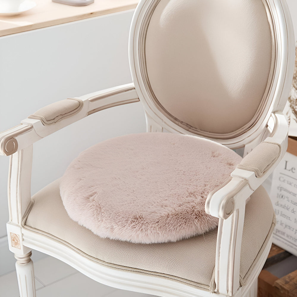 Plush Round Seat Cushion - 45cm Soft Imitation Rabbit Fur with Thick Padding for Ultimate Comfort-2