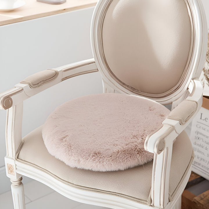 Plush Round Seat Cushion - 45cm Soft Imitation Rabbit Fur with Thick Padding for Ultimate Comfort-2
