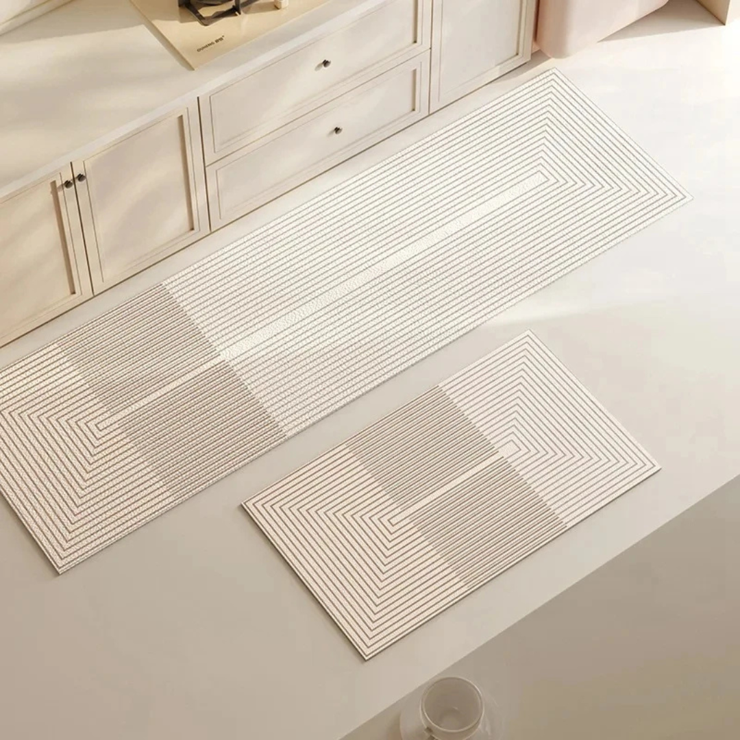 Quickdry Absorbing Kitchen Mat with Anti-Slip Back - Elegant Striped Design for Kitchen and Entryway Use-4