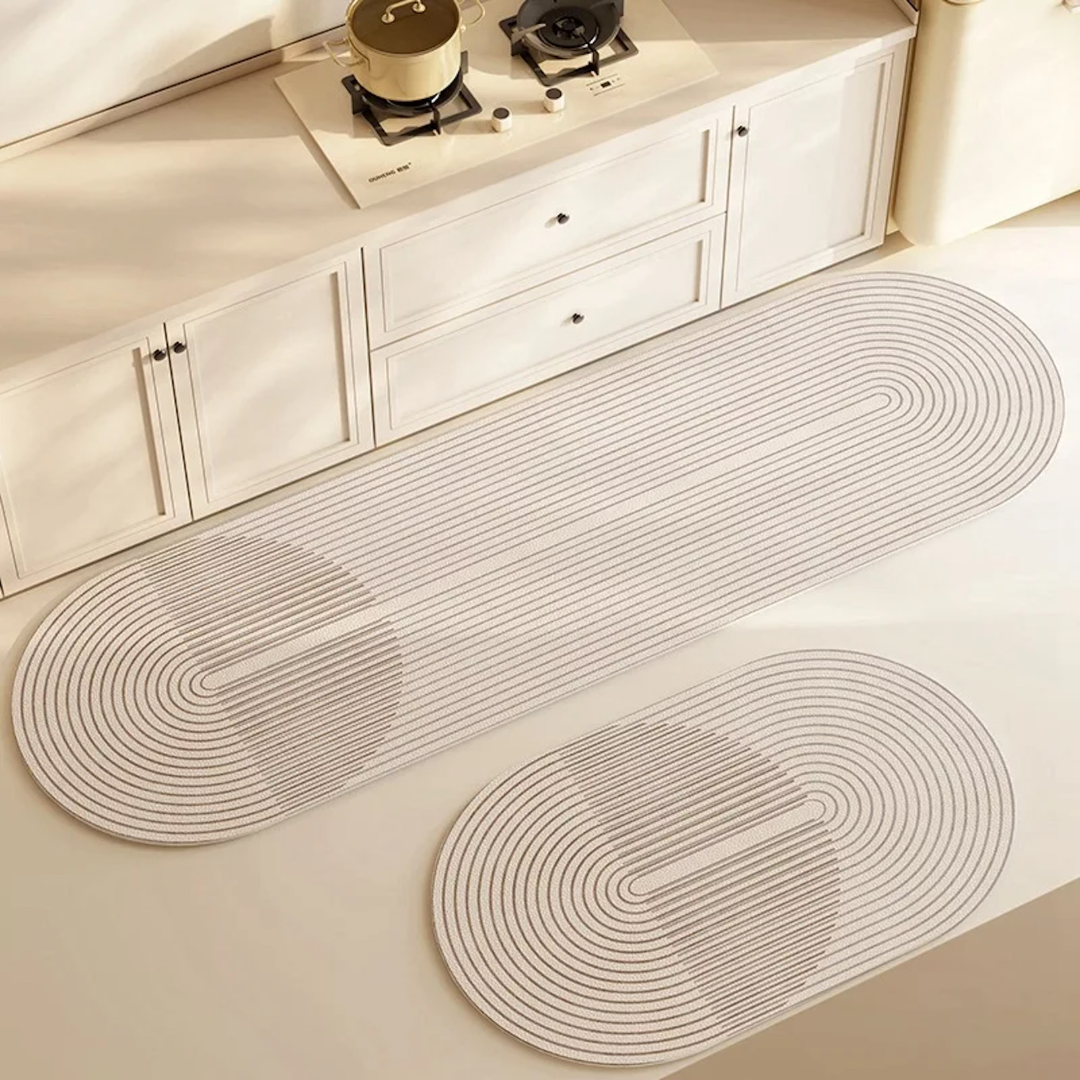 Quickdry Absorbing Kitchen Mat with Anti-Slip Back - Elegant Striped Design for Kitchen and Entryway Use-1