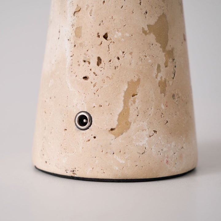 Rechargeable Table Lamp with Travertine Base and Metal Stem - Cordless Bedside Lamp with Touch Control and Integrated LED Light 5