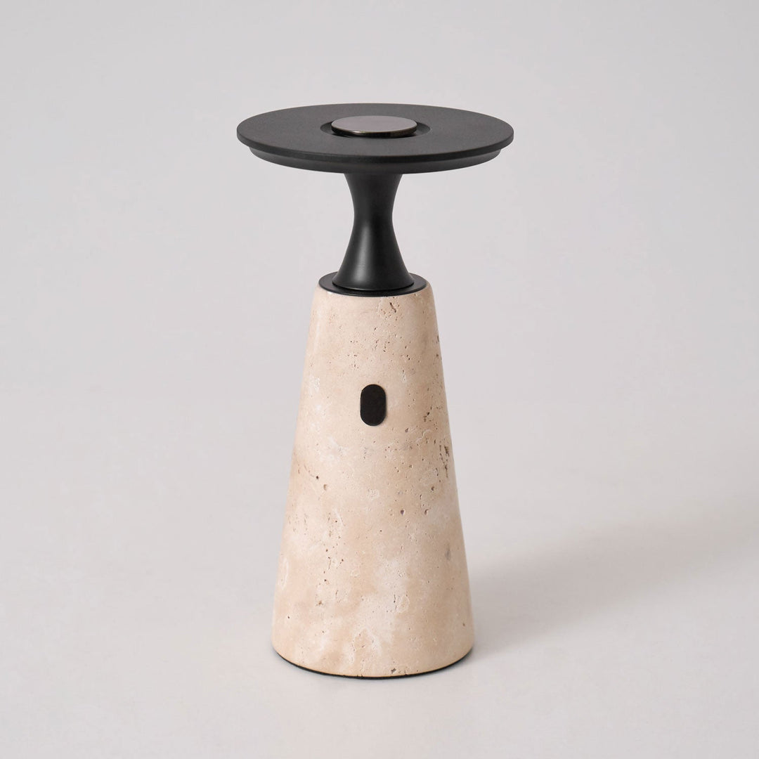 Rechargeable Table Lamp with Travertine Base and Metal Stem - Cordless Bedside Lamp with Touch Control and Integrated LED Light 7
