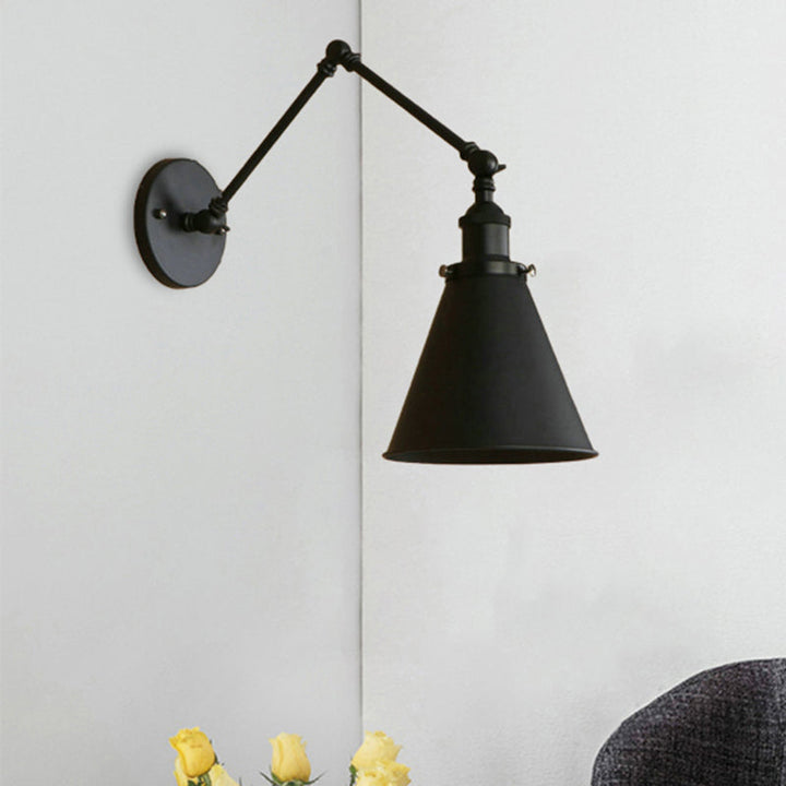 Rustic Farmhouse Adjustable Wall Sconce - Iron Cone Wall Light with Swing Arm for Vintage Industrial Decor 4