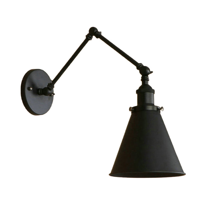 Rustic Farmhouse Adjustable Wall Sconce - Iron Cone Wall Light with Swing Arm for Vintage Industrial Decor 6