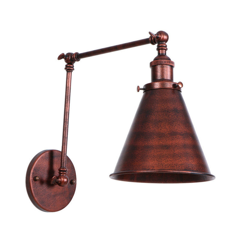 Rustic Farmhouse Adjustable Wall Sconce - Iron Cone Wall Light with Swing Arm for Vintage Industrial Decor 8
