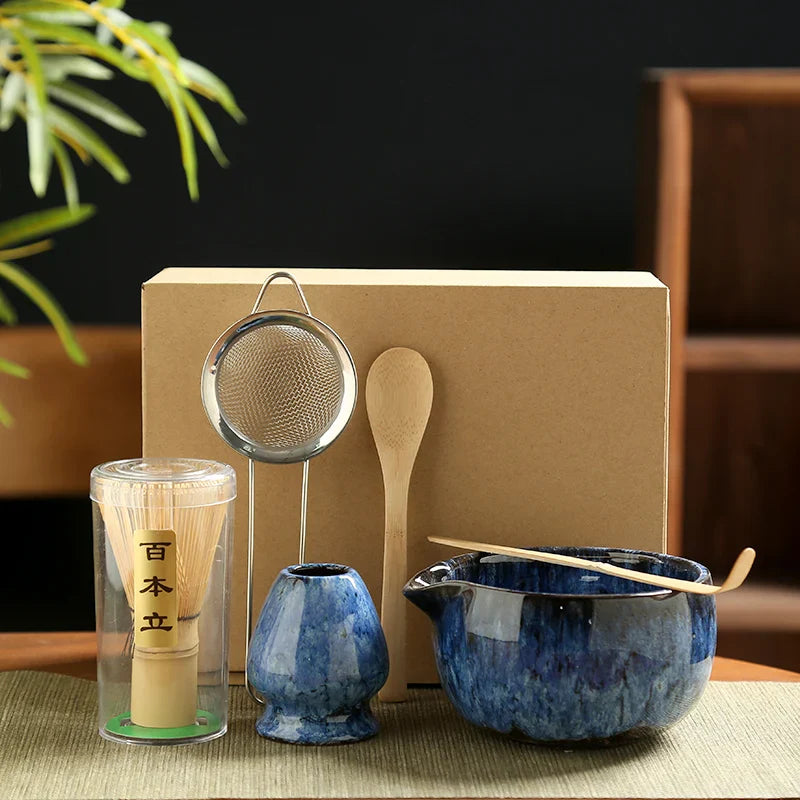 6-Part Japanese Matcha Tea Set with Bamboo Whisk, Bowl, and Spoon for Authentic Tea Preparation-1