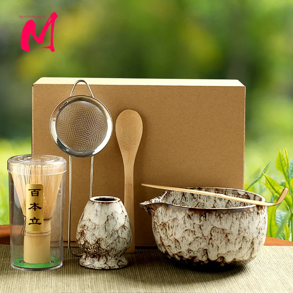 6-Part Japanese Matcha Tea Set with Bamboo Whisk, Bowl, and Spoon for Authentic Tea Preparation-2