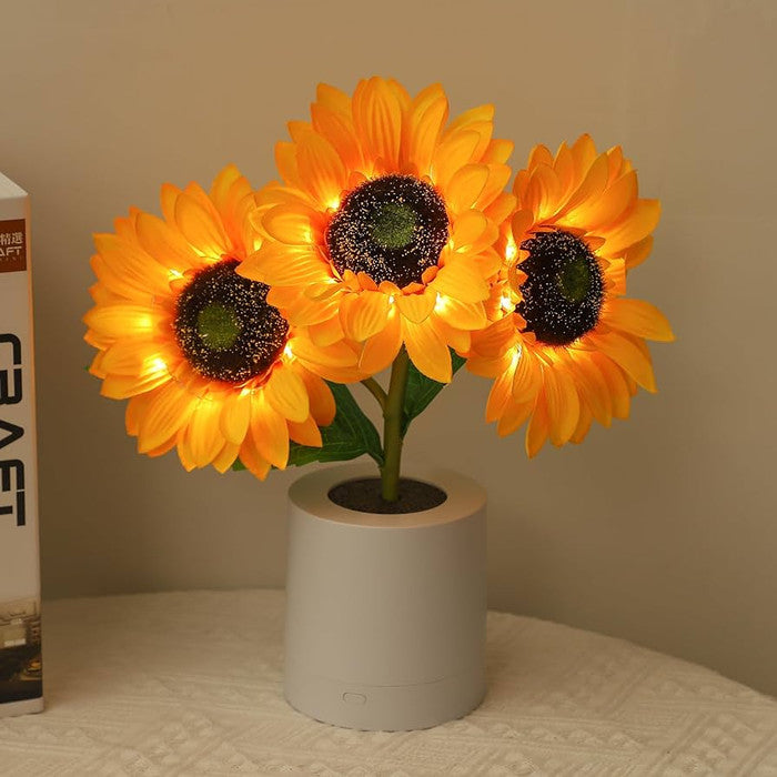 LED Sunflower Table Lamp - Natural Floral Design for Living Room and Bedroom Decor with Warm Light, USB Powered-1