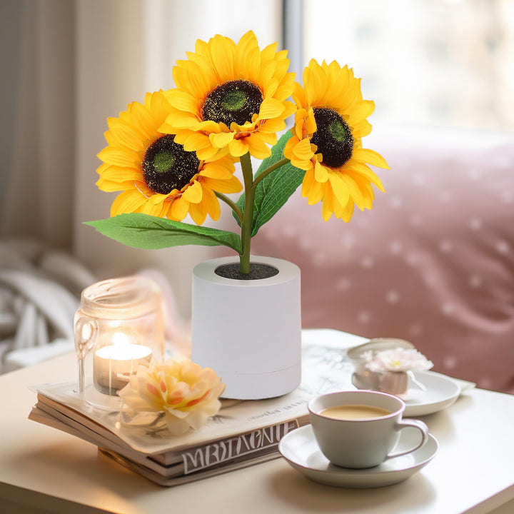 LED Sunflower Table Lamp - Natural Floral Design for Living Room and Bedroom Decor with Warm Light, USB Powered-5