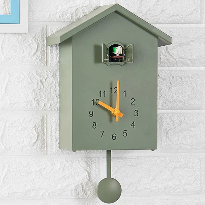 Variant image for Modern Cuckoo Wall Clock with Adjustable Volume - Elegant Design in Blue, Green, White for Contemporary Home Decor-4