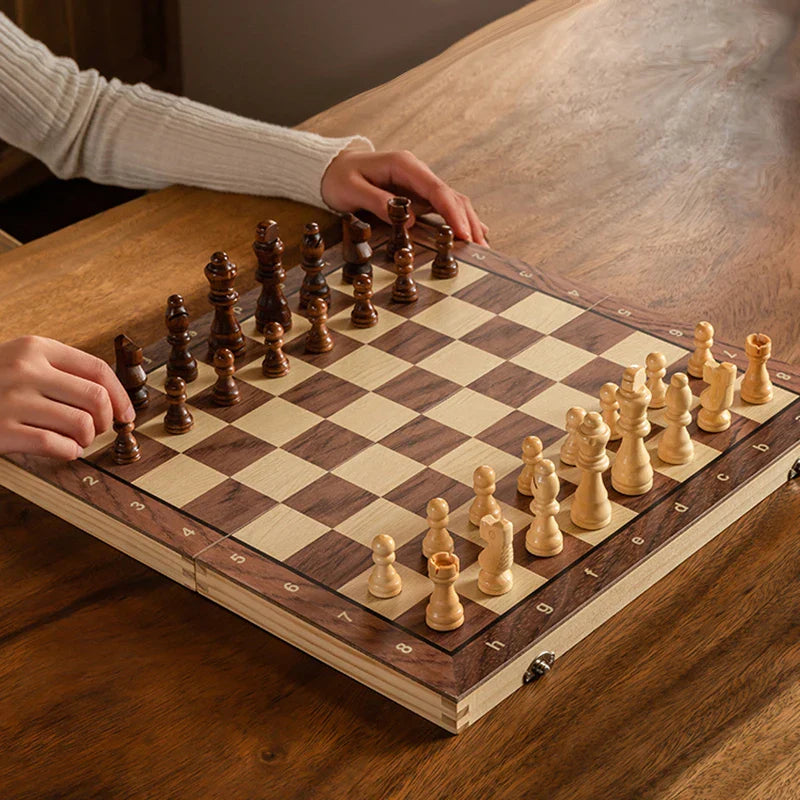 Magnetic Wooden Chess Set - Foldable Travel Chess Board with High-Quality Pieces for On-the-Go Play-1