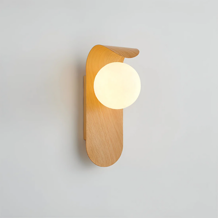 Scandinavian Wall Sconce with Wood Accent and LED Light - Minimalist Globe Design for Modern Wall Lighting 0