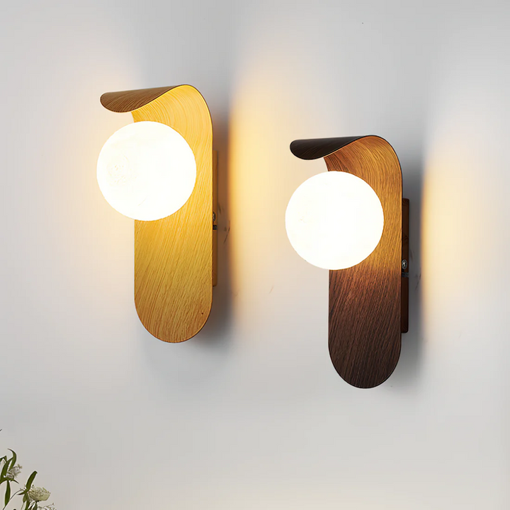 Scandinavian Wall Sconce with Wood Accent and LED Light - Minimalist Globe Design for Modern Wall Lighting 4